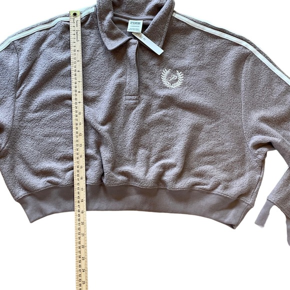 NWT Victoria's Secret PINK Fuzzy Brown Crop Track Set XL - Picture 9 of 10